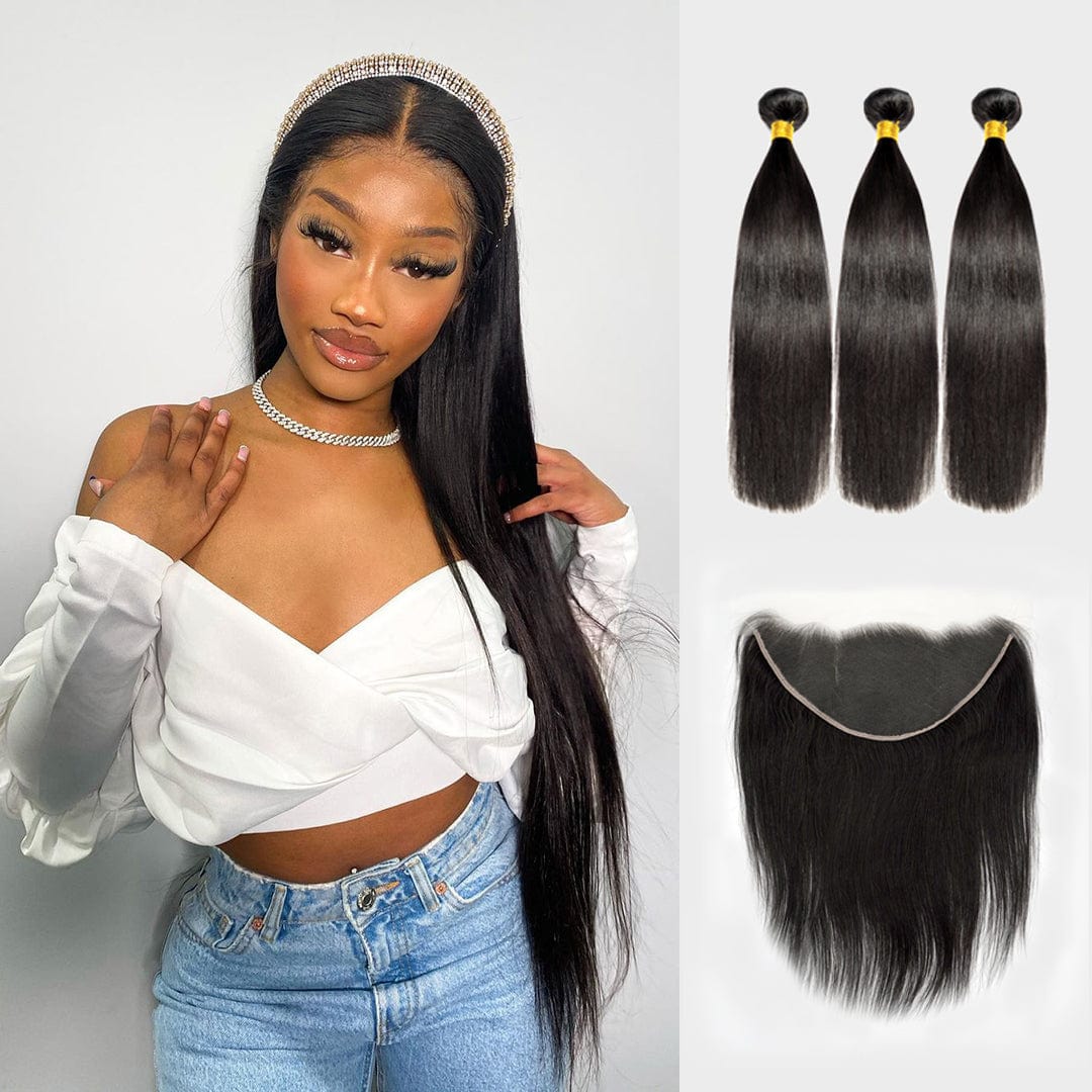 Brooklyn Hair Brooklyn Hair 9A Straight / 4 Bundles with 13x6 Swiss HD Lace Frontal Look