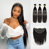 Brooklyn Hair 9A Straight / 4 Bundles with 13x6 Swiss HD Lace Frontal Look