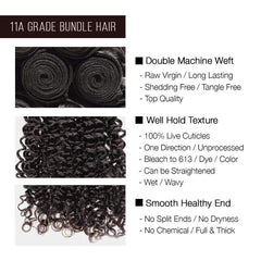 Brooklyn Hair 11A Bohemian Curl  / 3 Bundles with 4x4 Lace Closure Deal - Brooklyn Hair