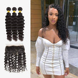 Brooklyn Hair 7A Deep Wave / 3 Bundles with 13x4 Lace Frontal Look
