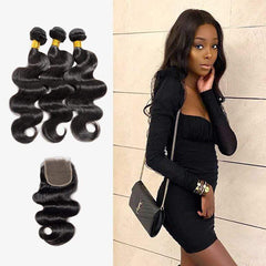 Brooklyn Hair 7A  Body Wave / 3 Bundles with 4x4 Lace Closure Look - Brooklyn Hair