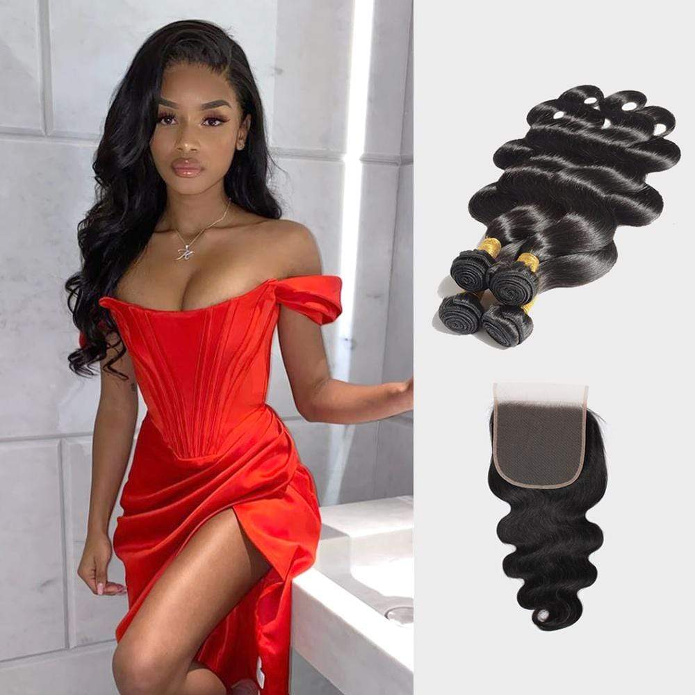 Brooklyn Hair 7A Body Wave / 4 Bundles with 4x4 Lace Closure Look - Brooklyn Hair