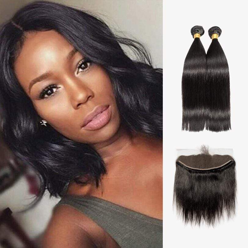 Brooklyn Hair 7A Straight / 2 Bundles with 13x4 Lace Frontal Look - Brooklyn Hair