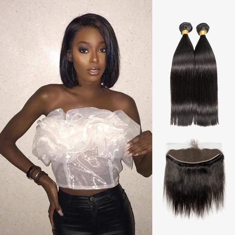 Brooklyn Hair 7A Straight / 2 Bundles with 13x4 Lace Frontal Look - Brooklyn Hair