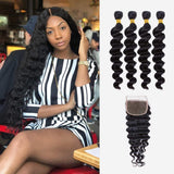 Brooklyn Hair 9A Loose Wave / 4 Bundles with 4X4 Lace Closure Look by Theodora - Brooklyn Hair