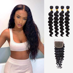 Brooklyn Hair 9A Loose Wave / 4 Bundles with 4x4 Lace Closure Look - Brooklyn Hair