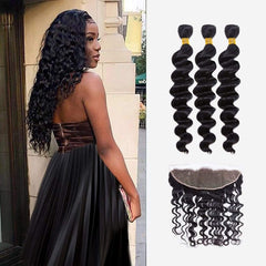 Brooklyn Hair 9A Loose Wave / 3 Bundles with 13X4 Frontal Look - Brooklyn Hair