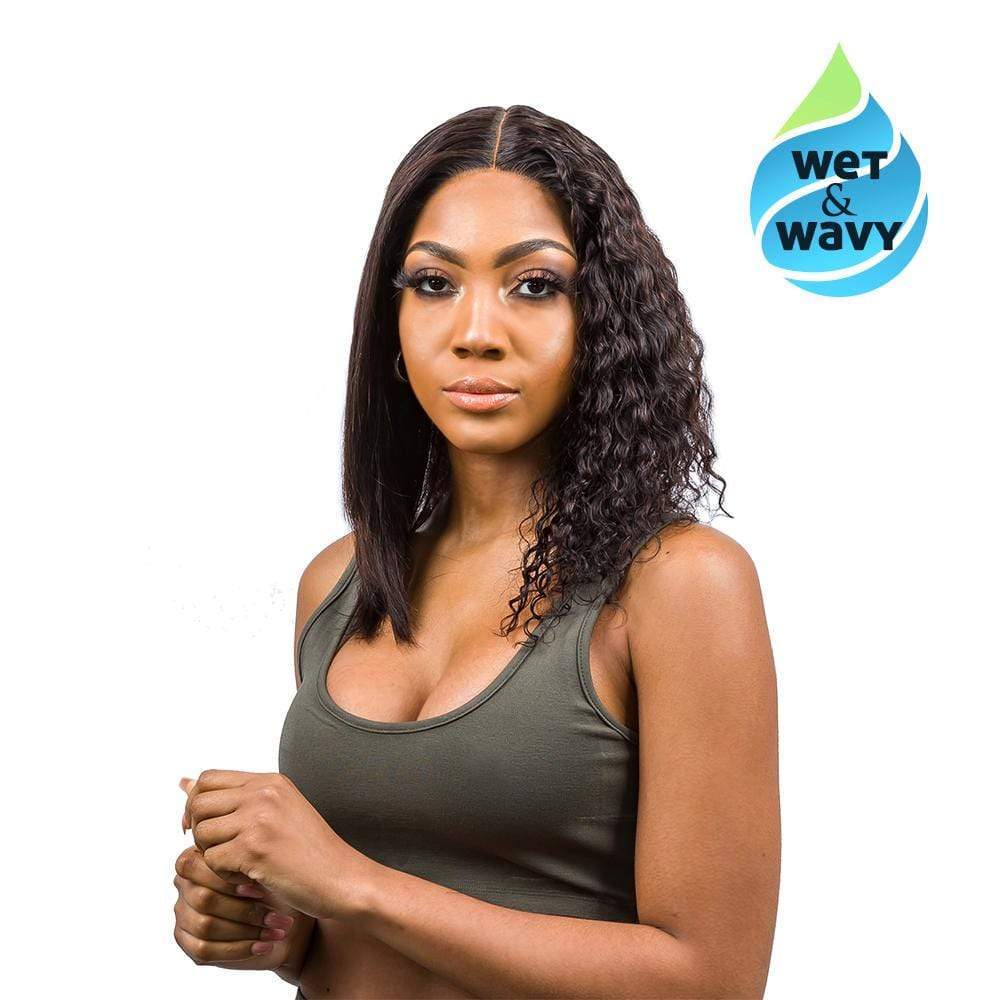 Brooklyn Hair Brooklyn Hair Wet & Wavy T Part Wig / Bohemian Jerry 14-18" Shoulder Length Style (Medium) 14-18" / Natural Black / Lace Part Wig