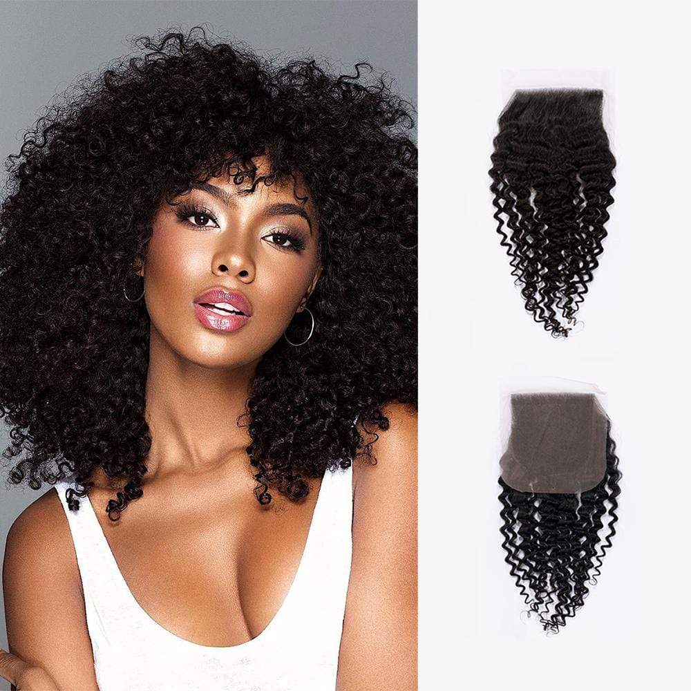 Brooklyn Hair [First Weekend Sale] 11A 4x4 Lace Closure Bohemian Jerry Curl Reg. Lace / 14 / Natural Black