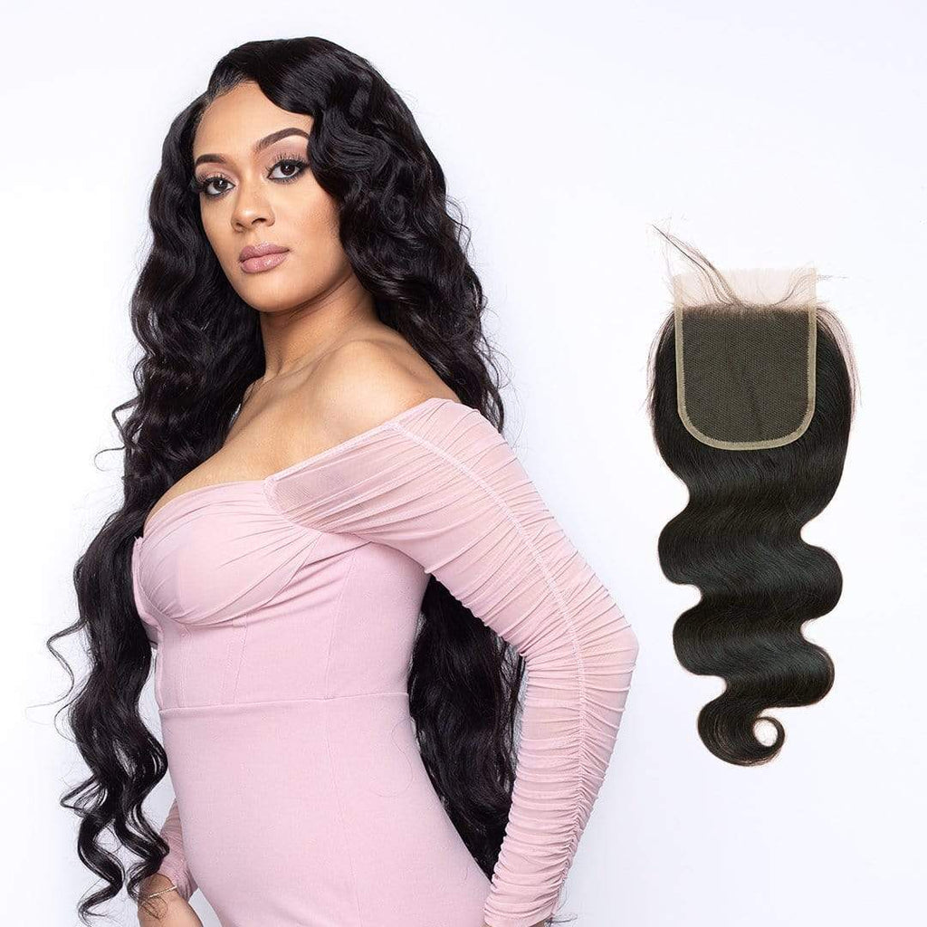 Brooklyn Hair [First Weekend Sale] 9A Body Wave 4x4 Lace Closure Reg. Lace / 14 / Natural Black