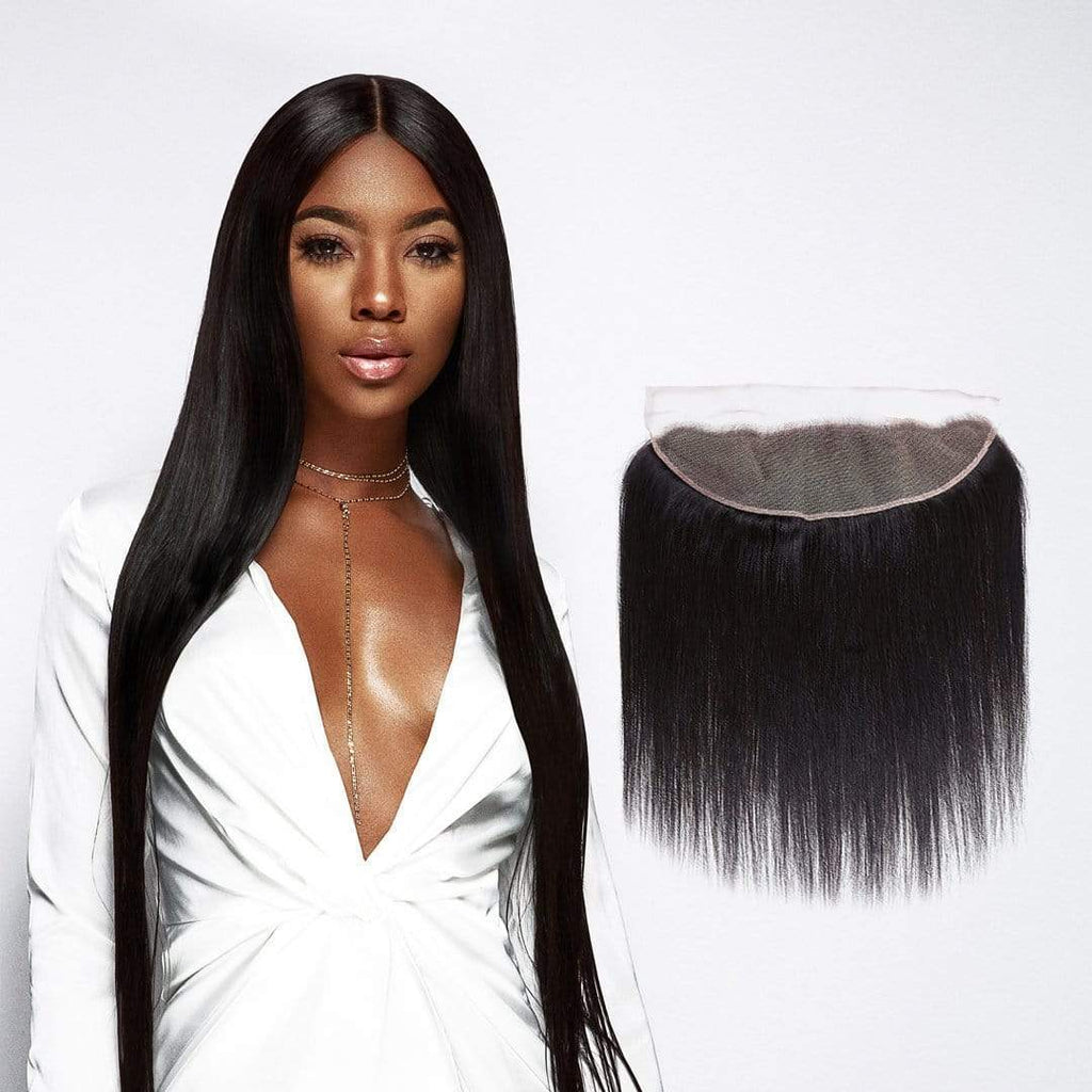 Brooklyn Hair [First Weekend Sale] 9A Remy Straight 13x4 Lace Frontal Reg. Lace / Natural Black / 10 (WG)