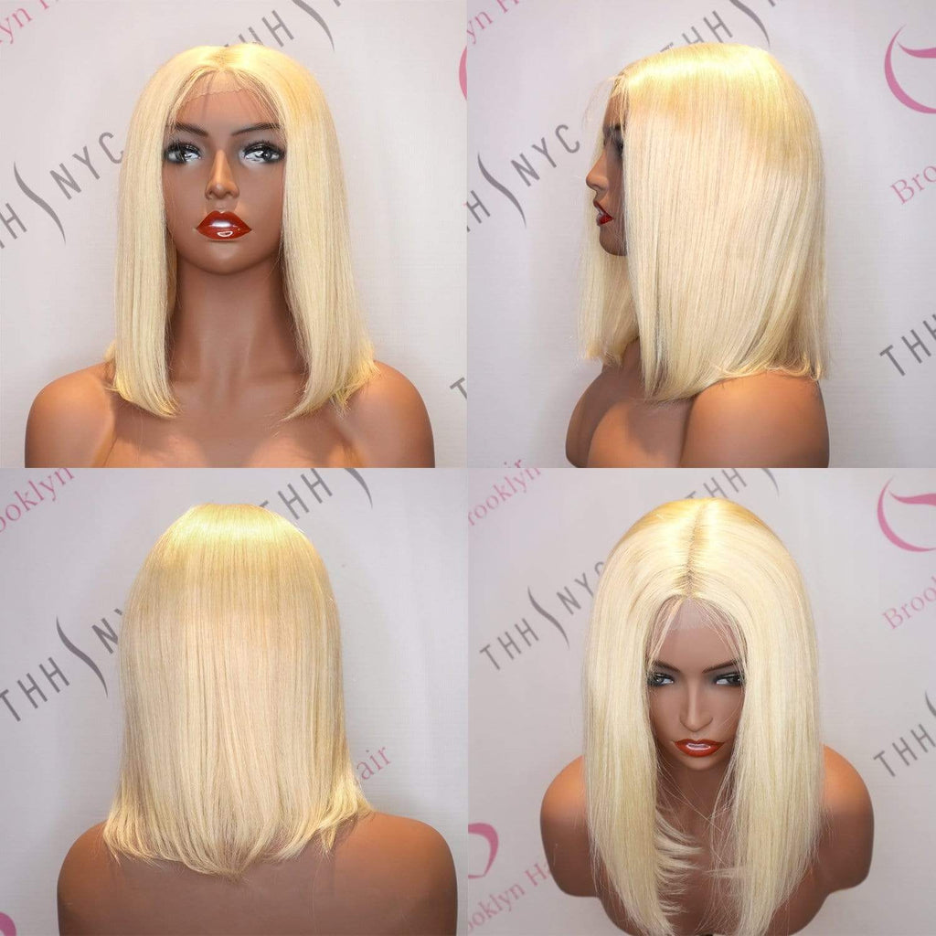Brooklyn Hair T Part Wig / Platinum Blonde Bob Medium Length 12-14" - Brooklyn Hair