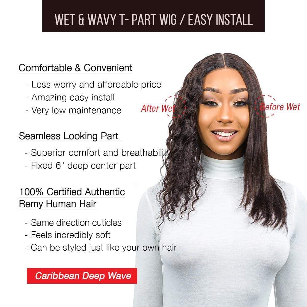 Lace T Part Wig / Wet & Wavy - Caribbean Deep 14-18" - Brooklyn Hair