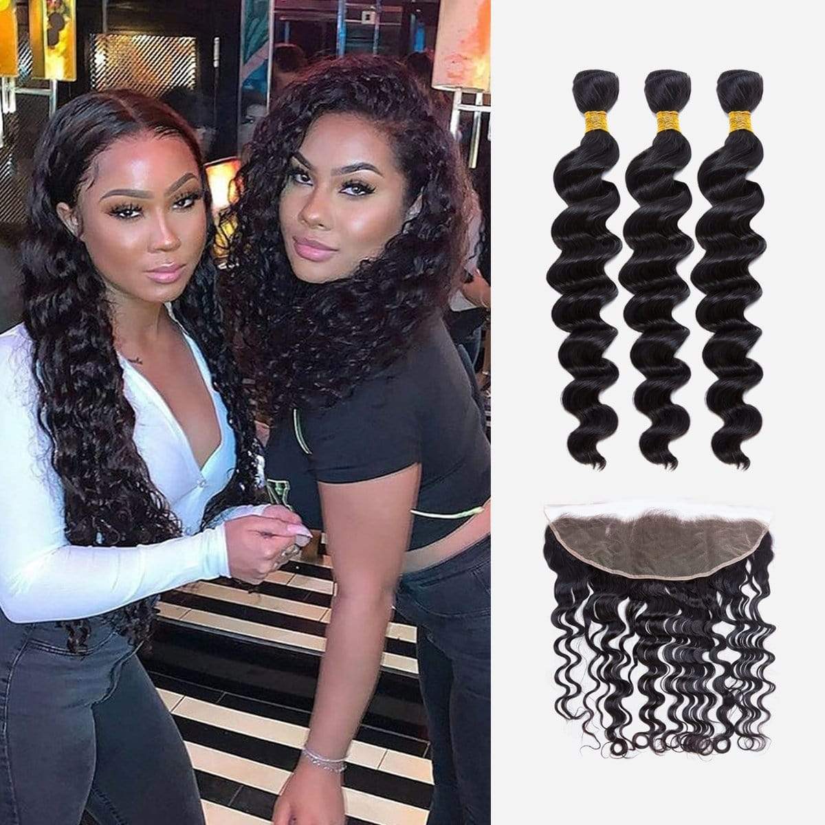 Brooklyn Hair 9A Loose Wave / 3 Bundles with 13X4 Frontal Look - Brooklyn Hair