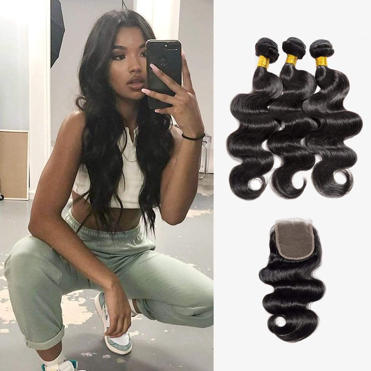 Brooklyn Hair 7A Body Wave / 3 Bundles with 4x4 Lace Closure Look - Brooklyn Hair