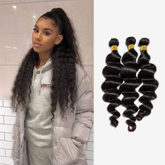 Brooklyn Hair 7A Loose Wave / 3 Bundles Ponytail Look - Brooklyn Hair