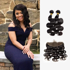 Brooklyn Hair 7A Virgin Body / 2 Bundles with 13x4 Lace Frontal 14" Look - Brooklyn Hair