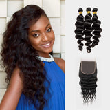 Brooklyn Hair 7A Loose Wave / 3 Bundles with 5x5 Lace Closure Look