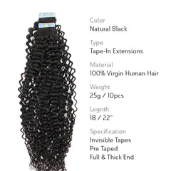 Brooklyn Hair Virgin Bohemian Jerry Curl Tape-In Hair Extensions