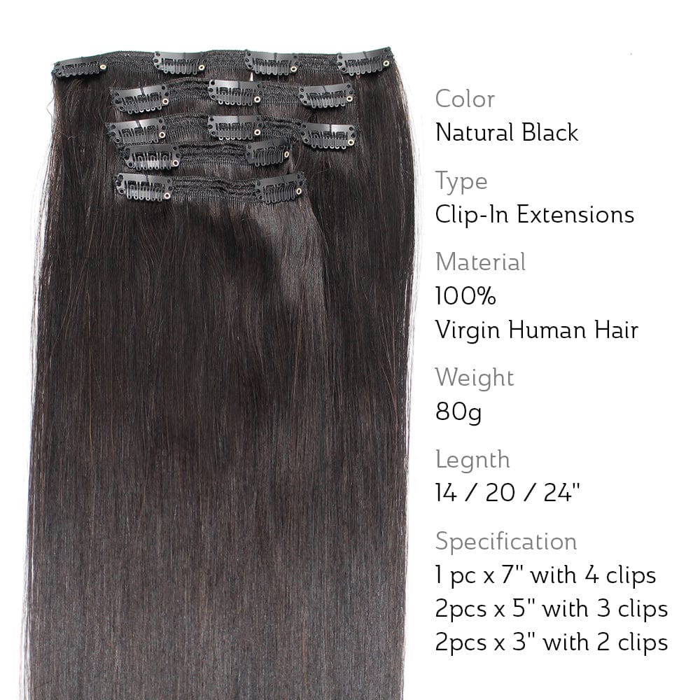 Brooklyn Hair Virgin Straight Clip In Hair Extensions